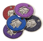 Glitter Dog Face Pet Tags 32 mm, pack of 10