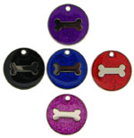 Glitter Bone Pet Tags 25 mm, pack of 10