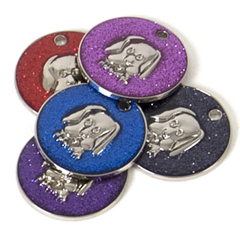 Glitter Dog Face Pet Tags 32 mm, pack of 10