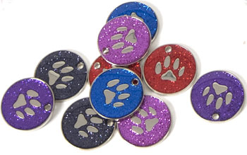 Glitter Paw Pet Tags 25 mm, pack of 10