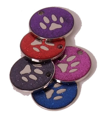 Glitter Paw Pet Tags 32 mm, pack of 10