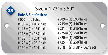 33 Tag, Mill Finish Aluminum, Box of 1,000
